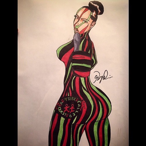 stephsdope:  #Art #LOVE ❤️Repost from @acardgame1 via @igrepost_app, 🔥🔥🔥 @stephanie_santiago #StephanieSantiago #FanArt #BonitaAppleBum #DOPE #DopeArt #NYCArt #Bonita #ATribeCalledQuest #Artsy #Latina #TheBronx #CrestonAve #NYC #Vixen #Drawing