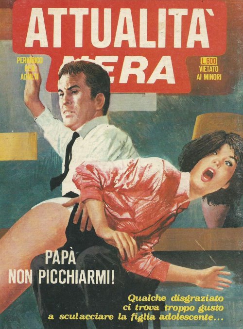 Cover from an Italian fumetti comic.  Via Spanking Blog.