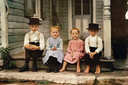 An informal group portrait of Amish children in Lancaster County, Pennsylvania, 1937.Photograph by J