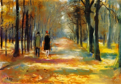 artishardgr:Lesser Ury - Strolling in the Forest  c.1923