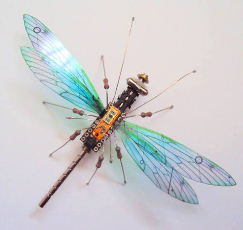 from89:  Artist Julie Alice Chappell creates beautiful miniature sculptures of insects using circuit boards found inside discarded electronics.