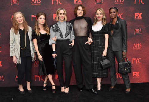 Frances Conroy, Billie Lourd, Sarah Paulson, Cody Fern, Leslie Grossman and Adina Porter arrive for 