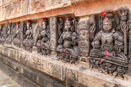 Saptamatrika panel, Parasuramesvara Temple, Bhubaneswar, Odisha, photos by Kevin Standage, more at h