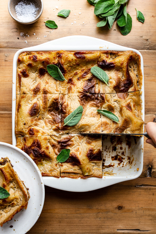 Vegan lasagna with pumpkin and mushroomVegan lasagna with pumpkin and mushroom is a fall version of 