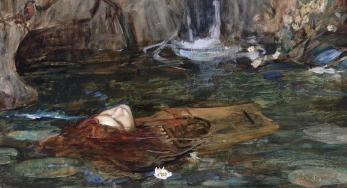 Study for Nymphs finding the Head of Orpheus.Oil on Canvas.49 x 90 cm.Art by John William Waterhouse