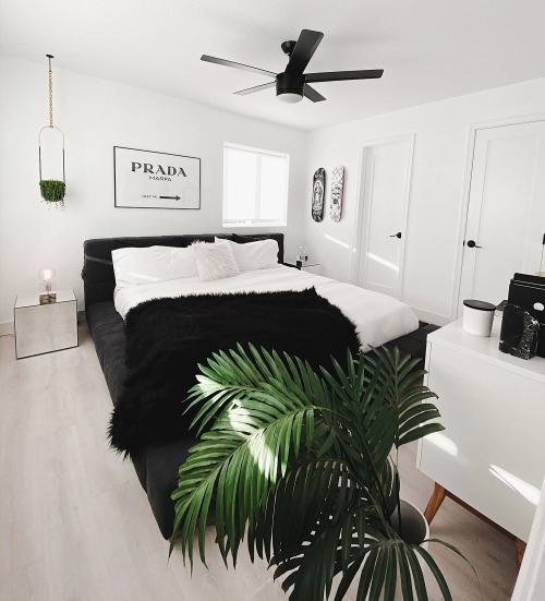 BREAKING down all the details behind our black &amp; white gender neutral master bedroom makeover &g