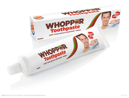 Introducing WHOPPER™ Toothpaste. The first toothpaste that keeps your mouth Whopper fresh.