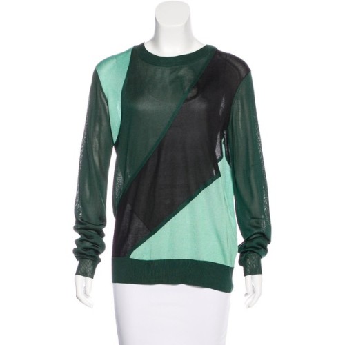 Pre-owned Proenza Schouler Colorblock Long Silk Sweater ❤ liked on Polyvore (see more colorblock swe