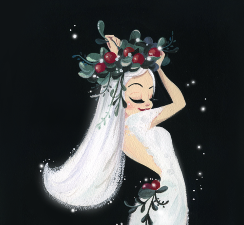 Zima I love the holiday season! Painted with gouache paint on Arches cold-press watercolor block. :)