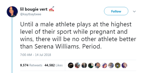 “Until a male athlete plays at the highest level of their sport while pregnant and wins, there will 