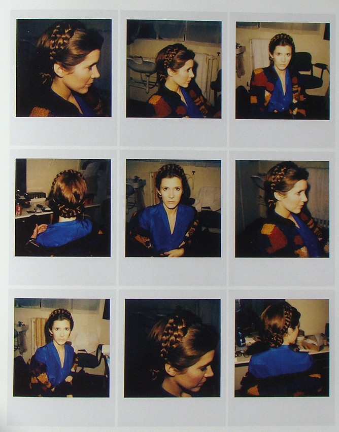 Polaroids of Carrie Fisher’s hair from The Empire Strikes Back