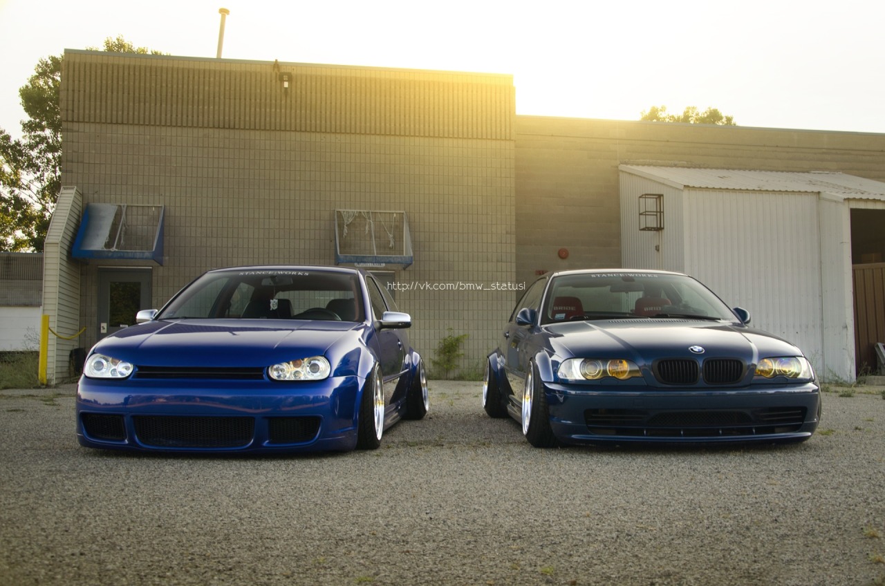 atrinaa:  bmwkotik:  BMW e46 &amp; VW  Chicago boys