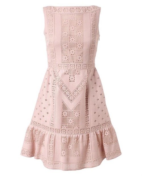 VALENTINO. Crochet and lace dress.