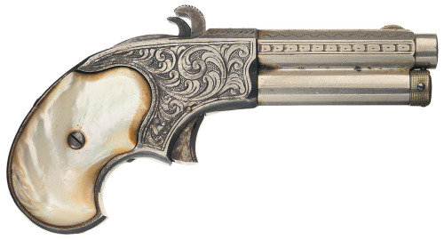 Factory engraved Remington Ryder pocket pistol with pearl grips. 19th century.Sold at auction: $1800