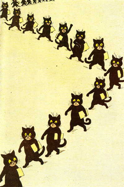 Louis Wain (English, 1860-1939, b. Clerkenwell, London, England) - Cats  Drawings