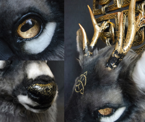 The celtic deer! Featuring gold leaf antlers, eyes, and tongue, and hand-painted detail work. All pa