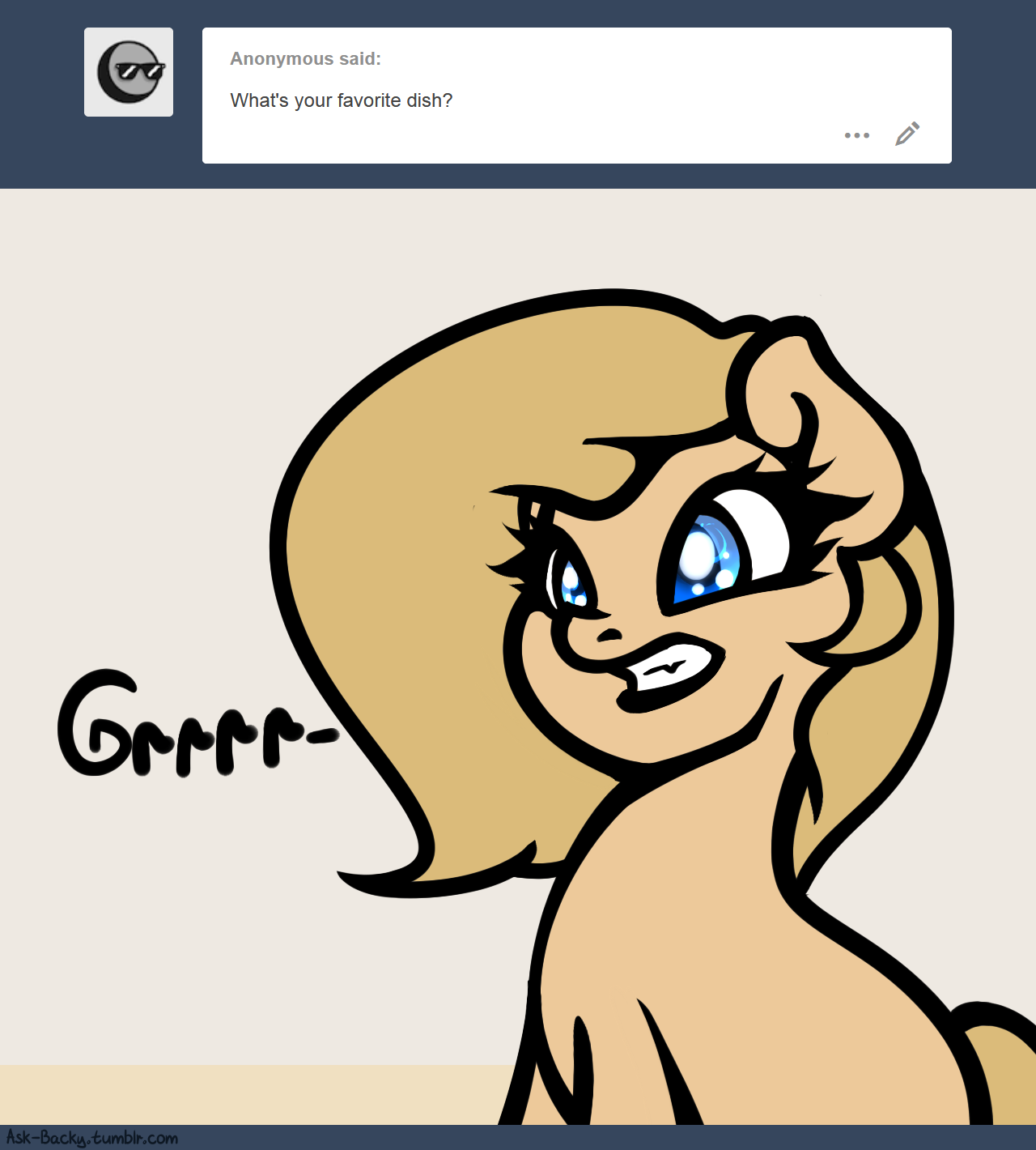 ask-backy: She eats grass.  [Patreon link]    &gt;w&lt;