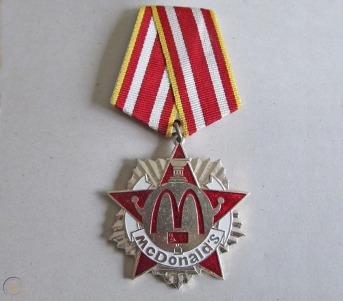 McDonalds Moscow Grand Opening medal. The full size medal was given to officials during the Grand Op