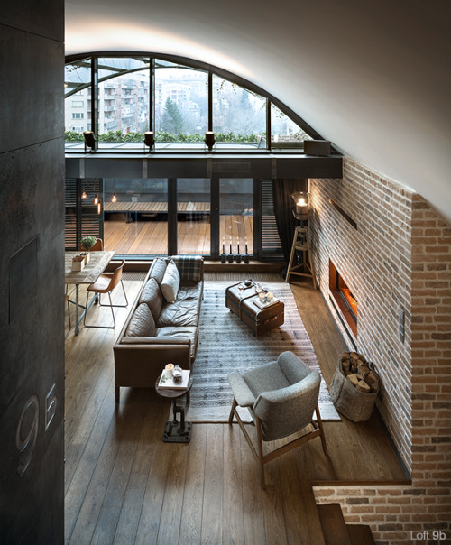 simplytonka:tweedandmoleskine:  nonconcept:  archatlas:Loft 9b Dimitar Karanikolo“After several years living and working in London architect Dimitar Karanikolov and interior designer Veneta Nikolova moved back to Sofia, where they found a small