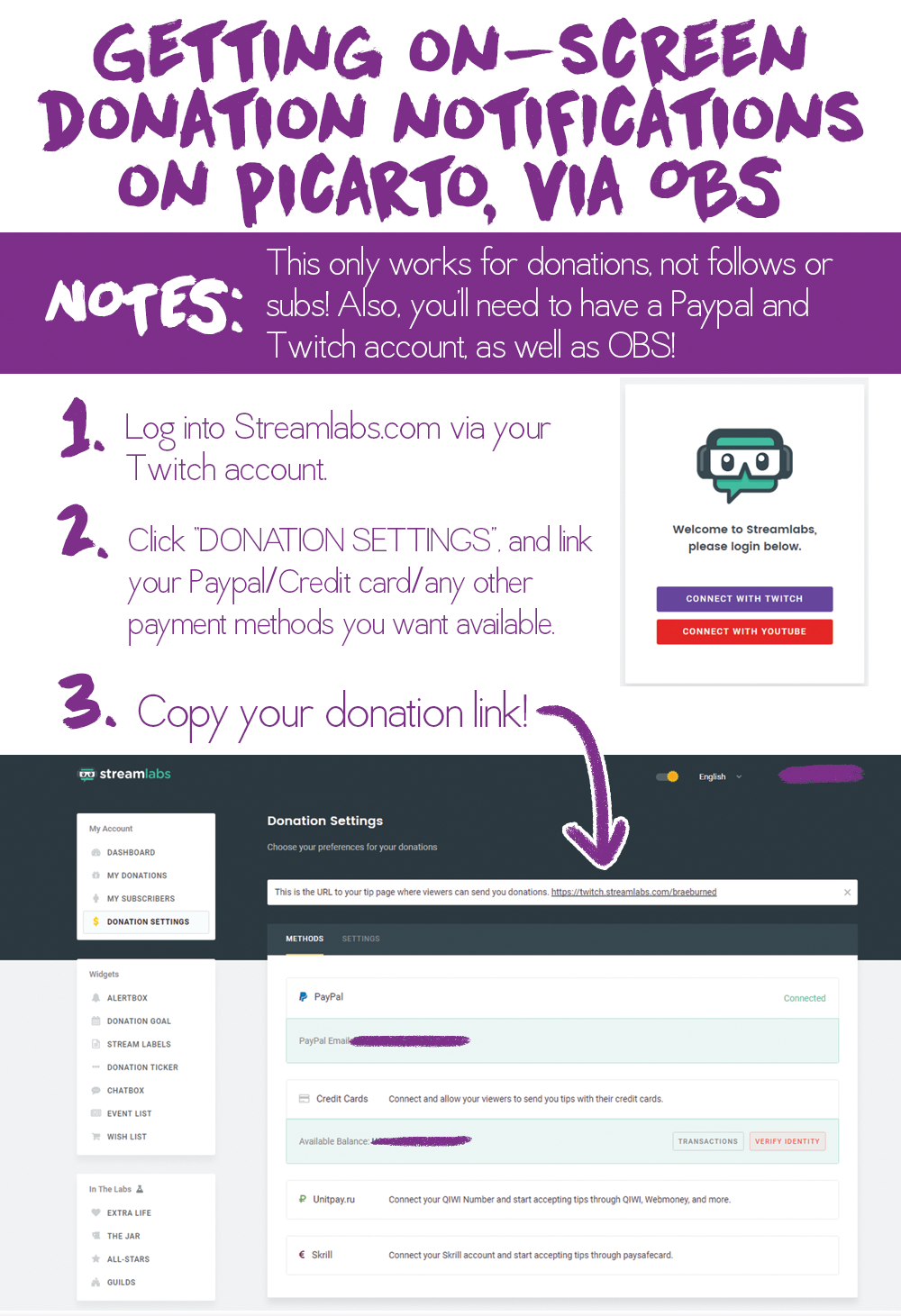 Made a quick tutorial on how to get donation notifications on Picarto, using OBS