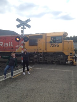 sexcake:  LOOK HOW COOL THIS PHOTO IS WE WERE TAKING A PHOTO OF THE TRAIN DRIVING PAST AND THE TRAIN DRIVER GOT OUT AND POSED WHILE IT WAS MOVING BEST PHOTO EVER 