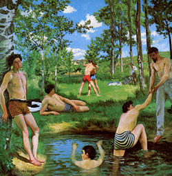 artist-bazille:  Bathers (Summer Scene), 1869, Frederic BazilleMedium: oil on canvas