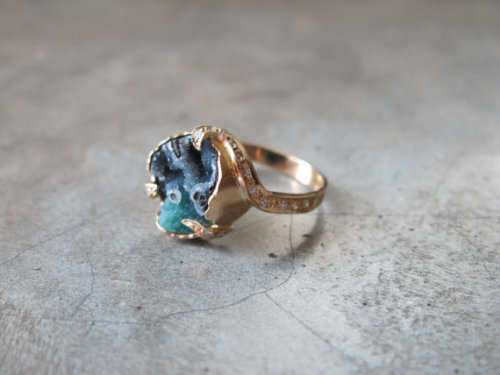 alternativebride:  Druzy and Diamond Engagement Ring