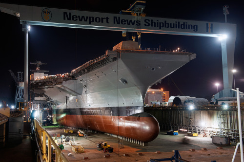 aircraftcarriers:  You haven’t experienced “BIG” until you are in a dry dock with a finished aircraft carrier. One year ago, Newport News Shipbuilding was getting ready to flood the dry dock where Gerald R. Ford (CVN 78) was constructed. Here are