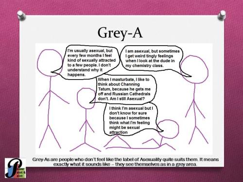 powerpointandpaint:  10 Slides is not enough. So many other things I wanted to talk about, like Sex-Repulsed and Sex-Positive Aces and everything in between. But in the end, I really wanted to give Aromanticism some visibility, and Demisexuals and Grey-As