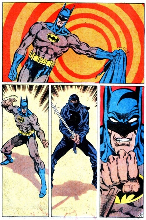 billyarrowsmith:  Jim Aparo is one of the greatest fight sequence artists of all time, several pages, no words needed, just pure kinetic action. Panels are from Batman #431.