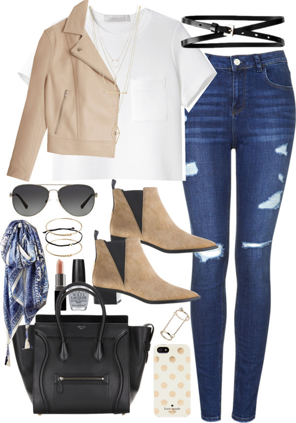 Outfit for shopping in autumn by ferned featuring silk scarves
Proenza Schouler short sleeve shirt / T By Alexander Wang biker jacket, 1 810 AUD / Topshop high-waisted jeans, 115 AUD / Acne Studios low boots, 460 AUD / Leather handbag, 6 520 AUD /...