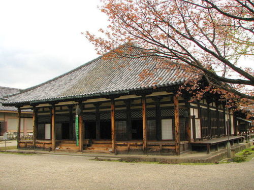 The main hall at Gangō-ji, the oldest Buddhist temple in Japan, built in 588 AD.  It was moved to it