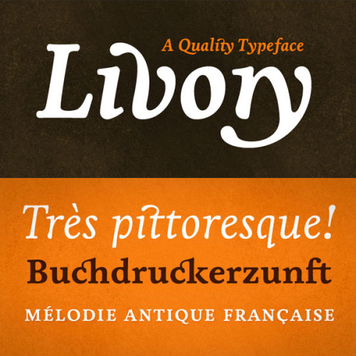 Livory Type Family Livory is a serif font family designed by Hannes von Döhren and Livius Dietzel (Font Publisher: HVD Fonts). The Type family consists of 4 fonts including small caps, 25 ornaments & 50 ligatures in each font style. The typeface is...