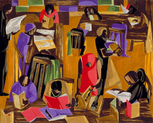 The Library, 1960, Jacob Lawrencehttps://www.wikiart.org/en/jacob-lawrence/the-library-1960