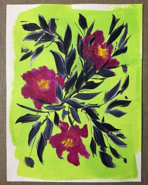 lavender-hues: Acrylic Paints on Paper 9&quot;x12&quot; 100 days of floral fiesta (56/100)