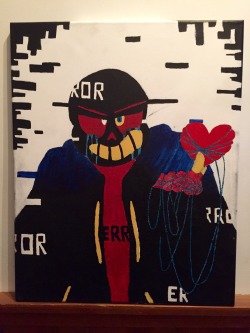 loverofpiggies:  dannylexxbang:  Yay it’s done! An Error!Sans canvas painting in honor of @loverofpiggies and her work! She has definitely become a big inspiration to me for creativity and storytelling, and I cannot wait to see what’s to come in