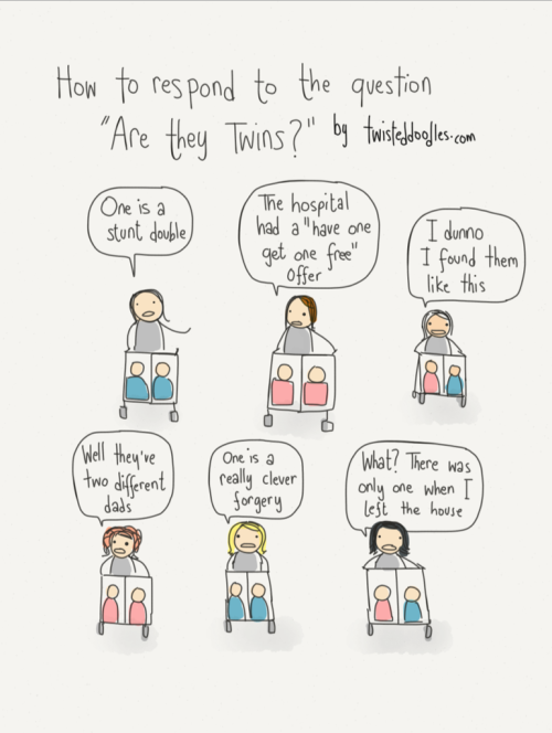 memestealingbisexual:spentingarrulity:twisteddoodles:How to respond to the question ‘Are they twins?