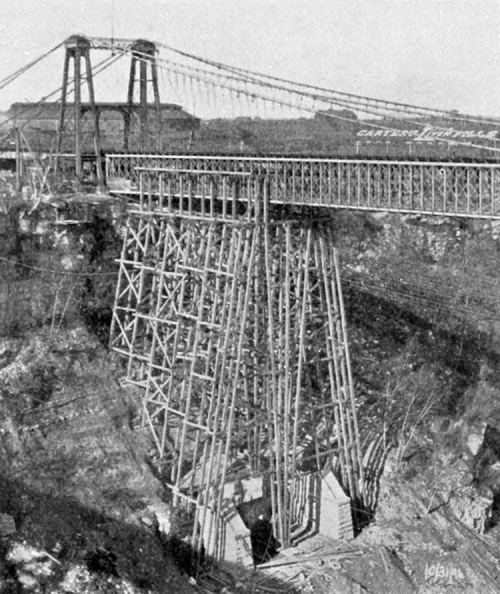 Replacing the International Railway Bridge, 1896-7, Niagara Falls New York.John Roeblings famous rai