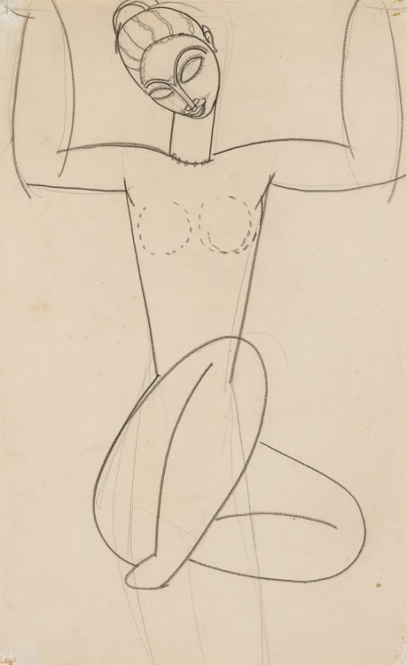 thunderstruck9:Amedeo Modigliani (Italian, 1884-1920), Cariatide, 1910-11. Black crayon on paper, 43