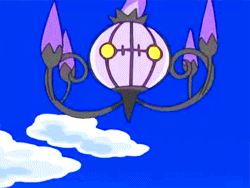 ap-pokemon:#609 Chandelure - The Luring Pokémon. The swaying of the fire on Chandelure’s arms hypnot