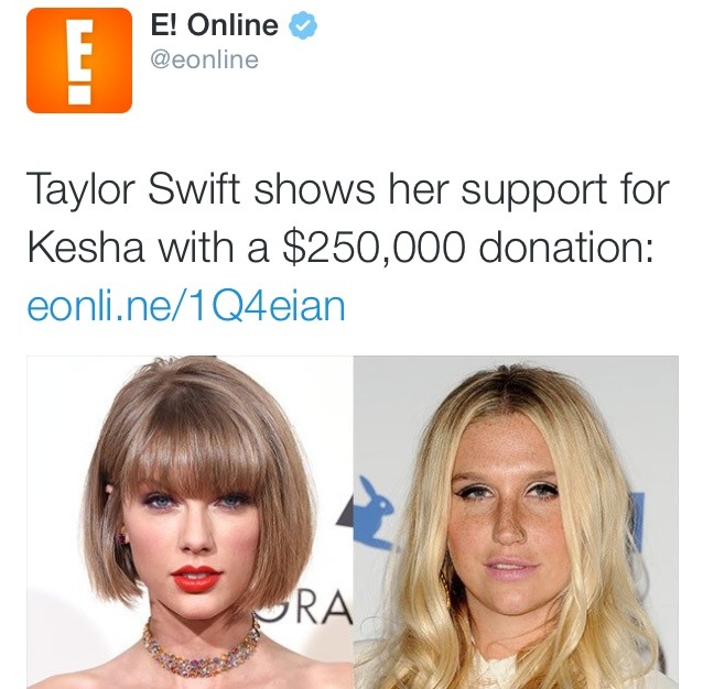 belleswift17:  Taylor donated $250,000 to Kesha and we wouldn’t have known about