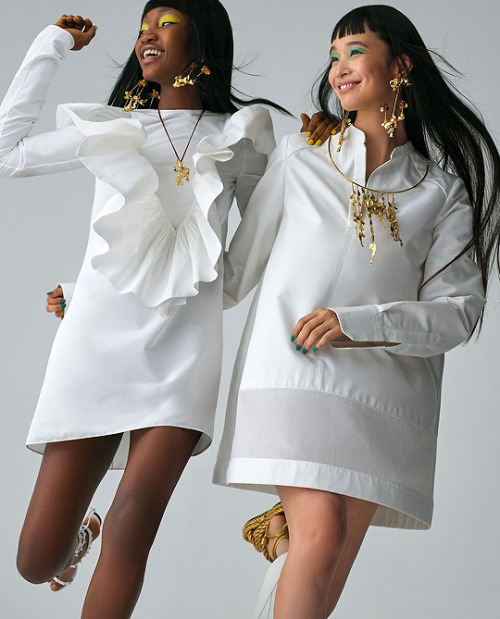 stylish-editorials:Eniola Abioro and Yuka Mannami photographed by Daniel Clavero for ELLE US (Januar
