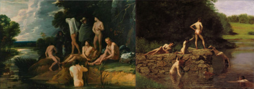Michael Sweerts / Hommes se baignant / 1655-Thomas Eakins / The Swimming Hole / 1884-85