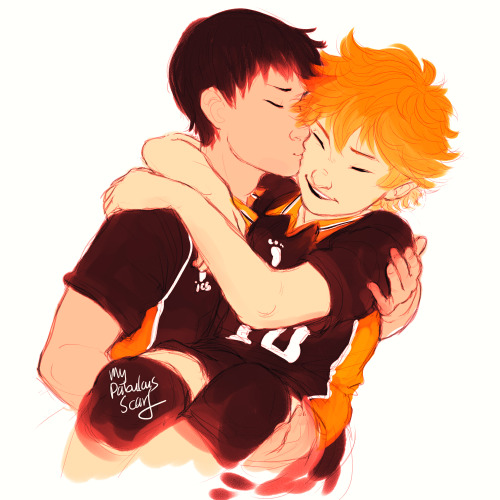 mypabulousscarf: a bunch of kagehina kisses for no reason other than im weak an tired