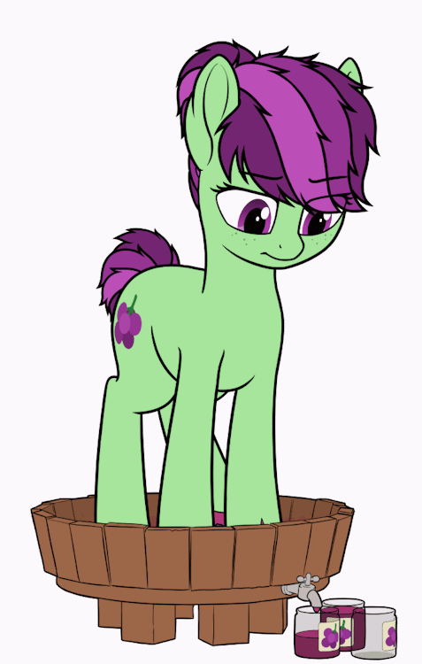skunkiehooves: zippysqrl:  Commission thing I did for some guy of his pone named “sour grapes” [Animation]   [Ref sheet] She’s   an irritable but hardworking loner with a bit of that country wit and banter if she ever has to talk to anyone. She
