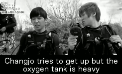 awwfuckno:  ☁ Changjo's legitimate comparisons:   ↪oxygen tank = Ricky's weight