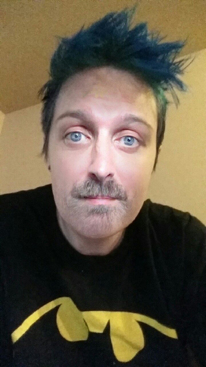 Just in case you were wondering what I look like with Rob’s face. Or, if you’ve always wanted to know what Rob would look like with blue hair.