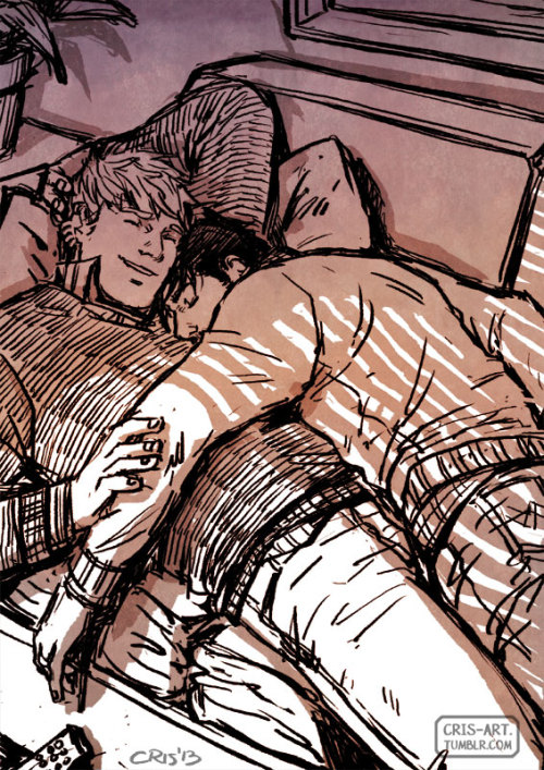 cris-art:  4 Sketches of these two in everyday life after getting their first apartment! Read the captions on each image.  I hope you like it! ♥♥