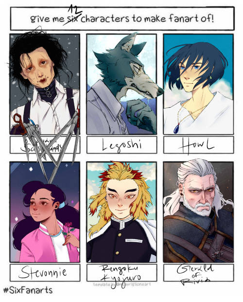 I finally finished the #sixfanartschallenge ! Thank you all for suggesting me characters! tho as alw