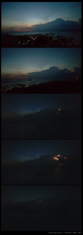 Dusk over the ocean and a lightning storm, Pulau Tioman